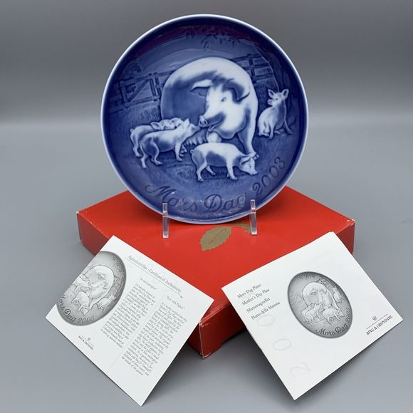 2003 Bing and Grondahl Mother’s Day Plate Sow with Piglets Finn Clausen Pigs Ltd - Picture 1 of 7